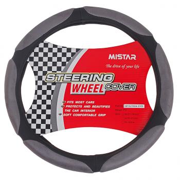 419 р. Оплетка руля (M) 37-39см серая кожа MISTAR MISTAR mis-2013lt02a gy (m)  с доставкой в г. Керчь. Увеличить фотографию 1