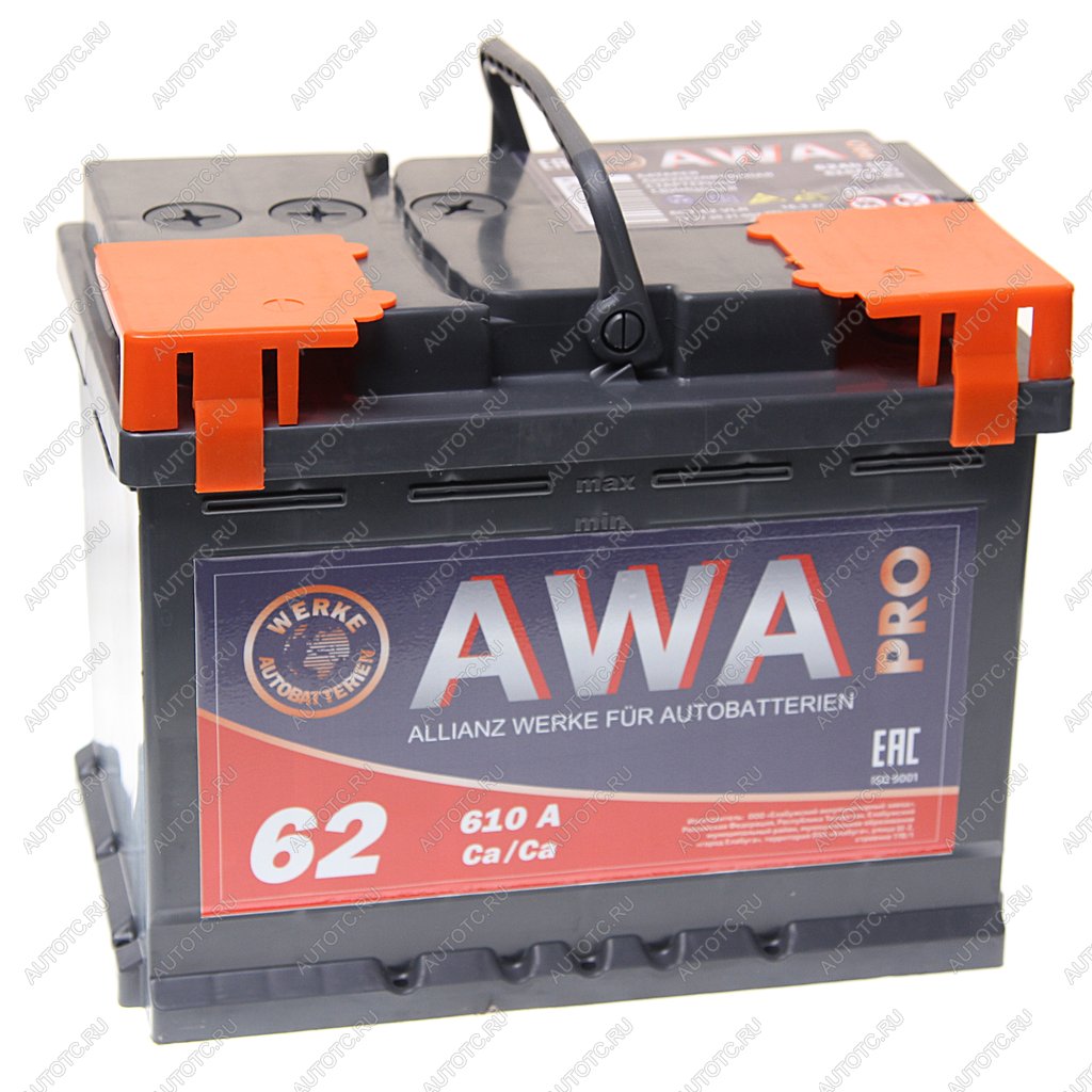 8 549 р. Аккумулятор AWA PRO 62Ач обратная полярность AWA 6ст62(0)  с доставкой в г. Керчь