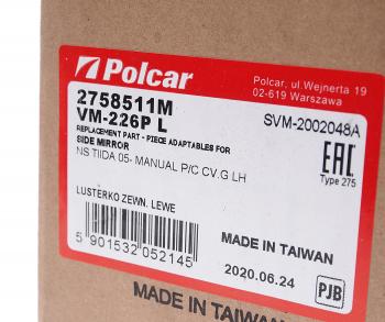 5 999 р. Зеркало боковое NISSAN Tiida (07-) левое POLCAR POLCAR 2758511m  с доставкой в г. Керчь. Увеличить фотографию 3