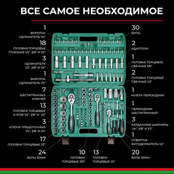 8 499 р. Набор головок торцевых, бит и бит-головок 14,12,38 6-ти гранных 172 предмета Мастер БЕЛАК БЕЛАК бак.07014  с доставкой в г. Керчь. Увеличить фотографию 2