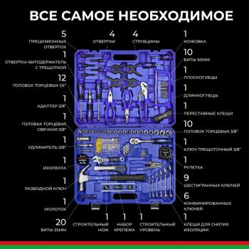 6 349 р. Набор инструментов 168 предметов слесарно-монтажный 14,38 Профи БЕЛАК БЕЛАК бак.07016  с доставкой в г. Керчь. Увеличить фотографию 2