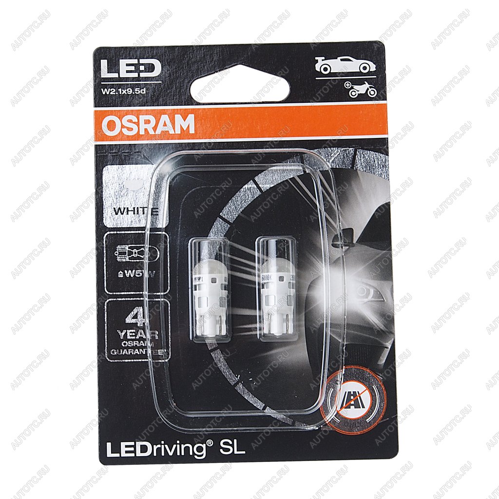 1 159 р. Лампа светодиодная 12V W5W T10 W2.1x9.5d 6000K блистер (2шт.) LEDriving SL OSRAM OSRAM 2825dwp-02b  с доставкой в г. Керчь