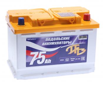 Аккумулятор ПОДОЛЬСК 75Ач обратная полярность ПОДОЛЬСК 6ст75(0)