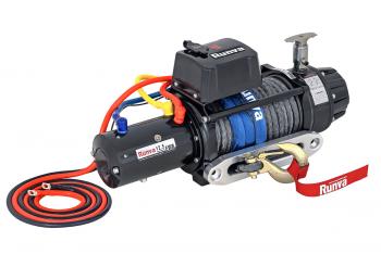 97 509 р. Лебёдка автомобильная электрическая 12V Runva 12500 lbs 5670 кг (влагозащищенная), комбинированный роспуск, синтетический трос  ewb12500ssrmac  с доставкой в г. Керчь. Увеличить фотографию 2
