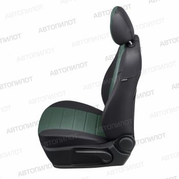 13 649 р. Чехлы на сиденья Экокожа (40/60 экокожа) Автопилот  Geely Emgrand  SS11 (2021-2025) (черный/зеленый)  с доставкой в г. Керчь. Увеличить фотографию 2