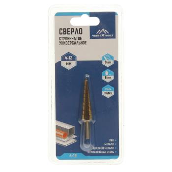 299 р. Сверло ступенчатое 4.0-12.0мм 9 ступеней VERTEXTOOLS VERTEXTOOLS 4-12  с доставкой в г. Керчь. Увеличить фотографию 1