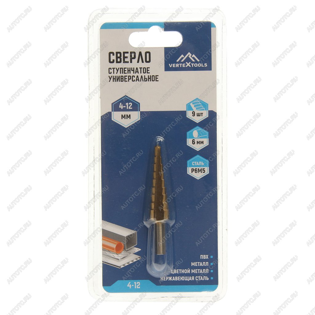 299 р. Сверло ступенчатое 4.0-12.0мм 9 ступеней VERTEXTOOLS VERTEXTOOLS 4-12  с доставкой в г. Керчь