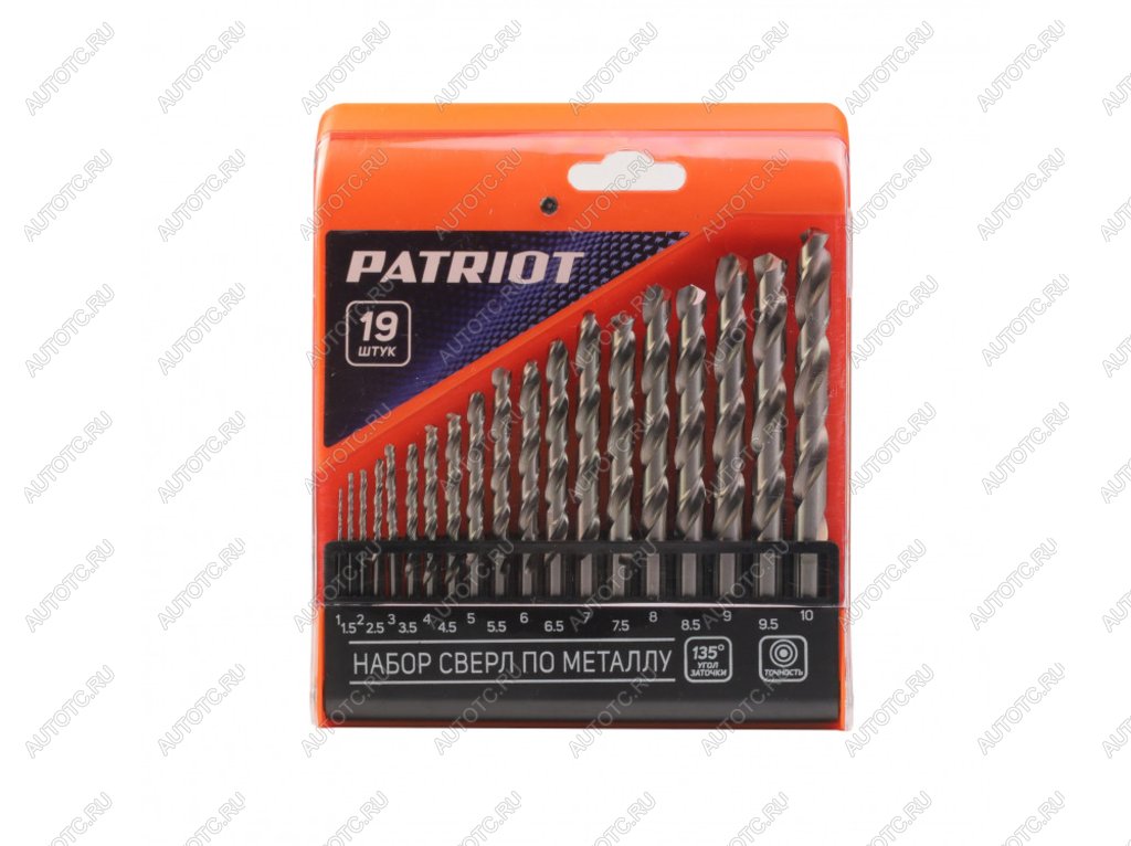 2 999 р. Набор сверл по металлу 1.0-10.0мм HSS (19шт.) PATRIOT PATRIOT 815010544  с доставкой в г. Керчь