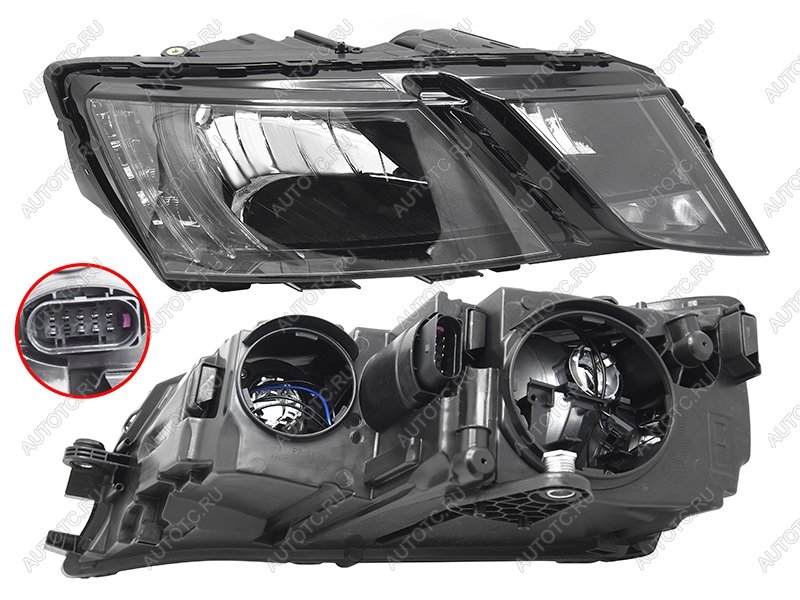 7 999 р. Фара правая (галоген, с электрокорректором) SAT  Skoda Octavia  A7 (2016-2020) рестайлинг лифтбэк, рестайлинг универсал  с доставкой в г. Керчь