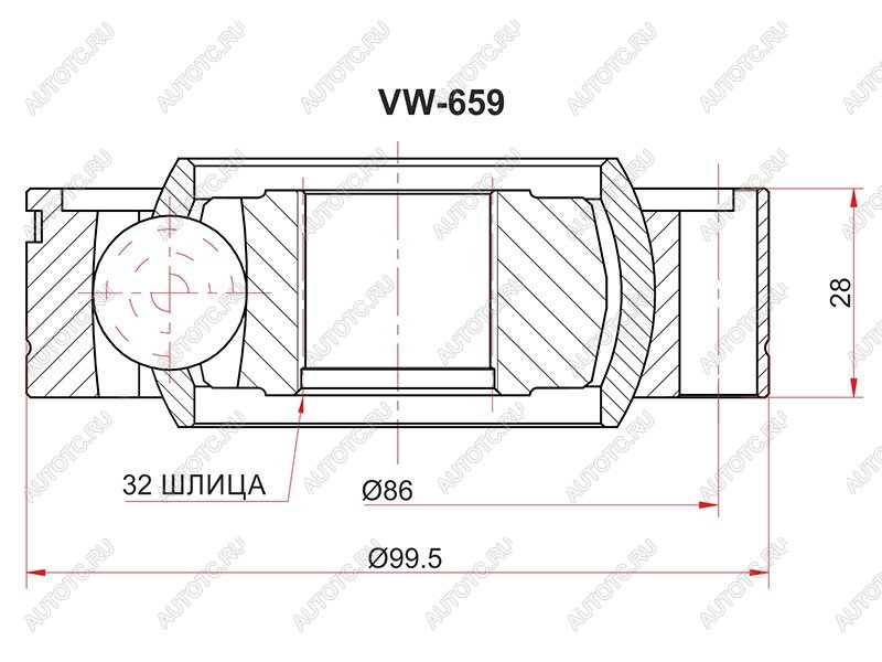 3 299 р. Шрус карданного вала BMW 7 E65666768 00-08X5 E53 99-06 SAT VW-659  с доставкой в г. Керчь