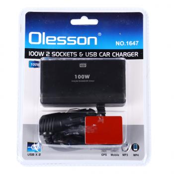 299 р. Разветвитель прикуривателя 2-х гнездовой 12-24V 2USB OLESSON OLESSON no.1647  с доставкой в г. Керчь. Увеличить фотографию 1