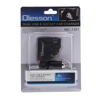 469 р. Разветвитель прикуривателя 1-но гнездовой 12-24V 2USB OLESSON OLESSON no.1351  с доставкой в г. Керчь. Увеличить фотографию 1