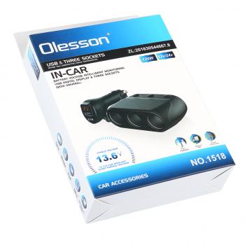 889 р. Разветвитель прикуривателя 3-х гнездовой 12-24V 1USB OLESSON OLESSON no.1518  с доставкой в г. Керчь. Увеличить фотографию 3
