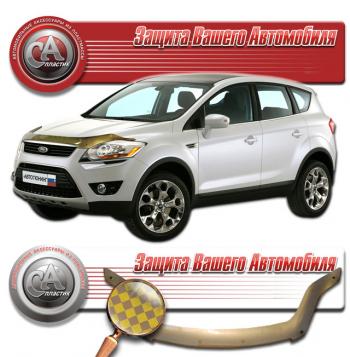 2 479 р. Дефлектор капота CA-Plastic  Ford Kuga  1 (2008-2013) (серия Шелкография золото)  с доставкой в г. Керчь. Увеличить фотографию 2