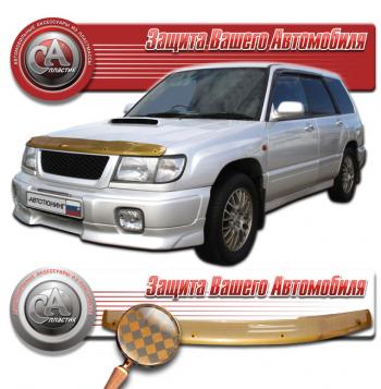 2 159 р. Дефлектор капота CA-Plastiс  Subaru Forester  SF (1997-2000) дорестайлинг (серия Шелкография медь)  с доставкой в г. Керчь. Увеличить фотографию 2