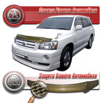 Дефлектор капота CA-Plastiс Toyota Kluger  XU20 (2003-2007) рестайлинг (серия Шелкография карбон золото)
