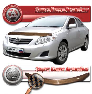 Дефлектор капота CA-Plastiс Toyota Corolla E140 седан дорестайлинг (2007-2010) (серия Шелкография карбон медь)