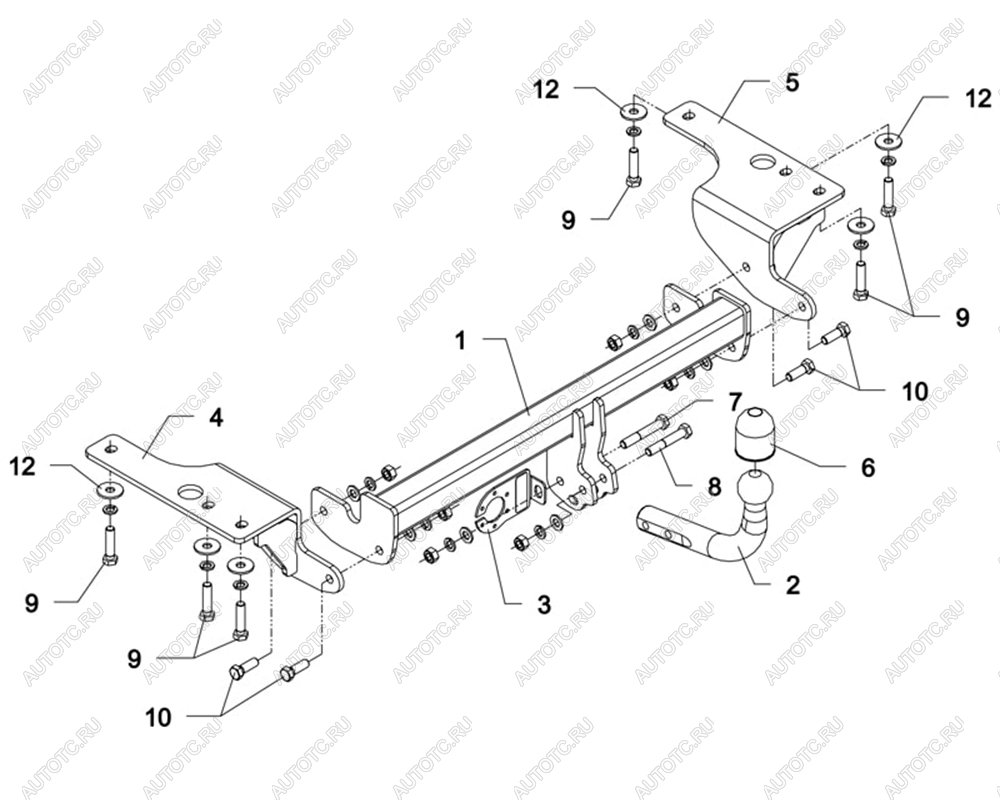 10 749 р. Фаркоп Auto-Hak Toyota Corolla E150 седан дорестайлинг (2006-2010) (стальной, шар A (F20))  с доставкой в г. Керчь