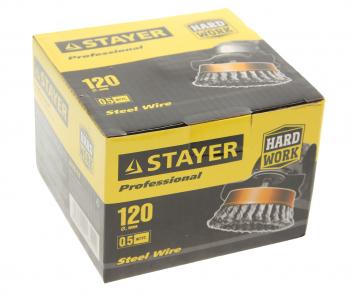 899 р. Кордщетка для УШМ чашка 120мм крученая сталь М14 STAYER STAYER 35128-120  с доставкой в г. Керчь. Увеличить фотографию 2