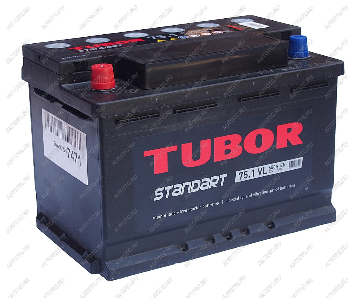 10 999 р. Аккумулятор TUBOR Standart 75Ач TUBOR 6ст75(1)  с доставкой в г. Керчь