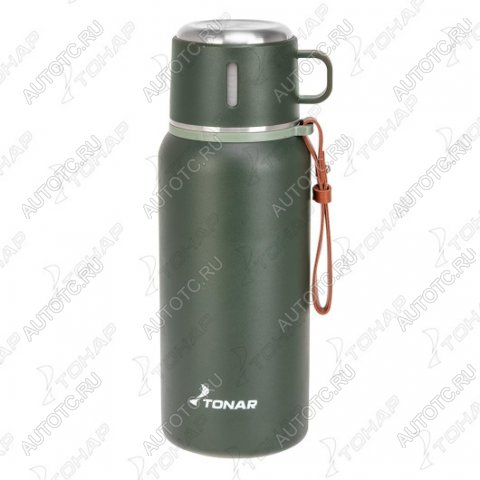 1 319 р. Термос ТОНАР 700ML хаки (пробка-ситечко, крышка-кружка, ремешок)  t-kd-7030-0.7  с доставкой в г. Керчь