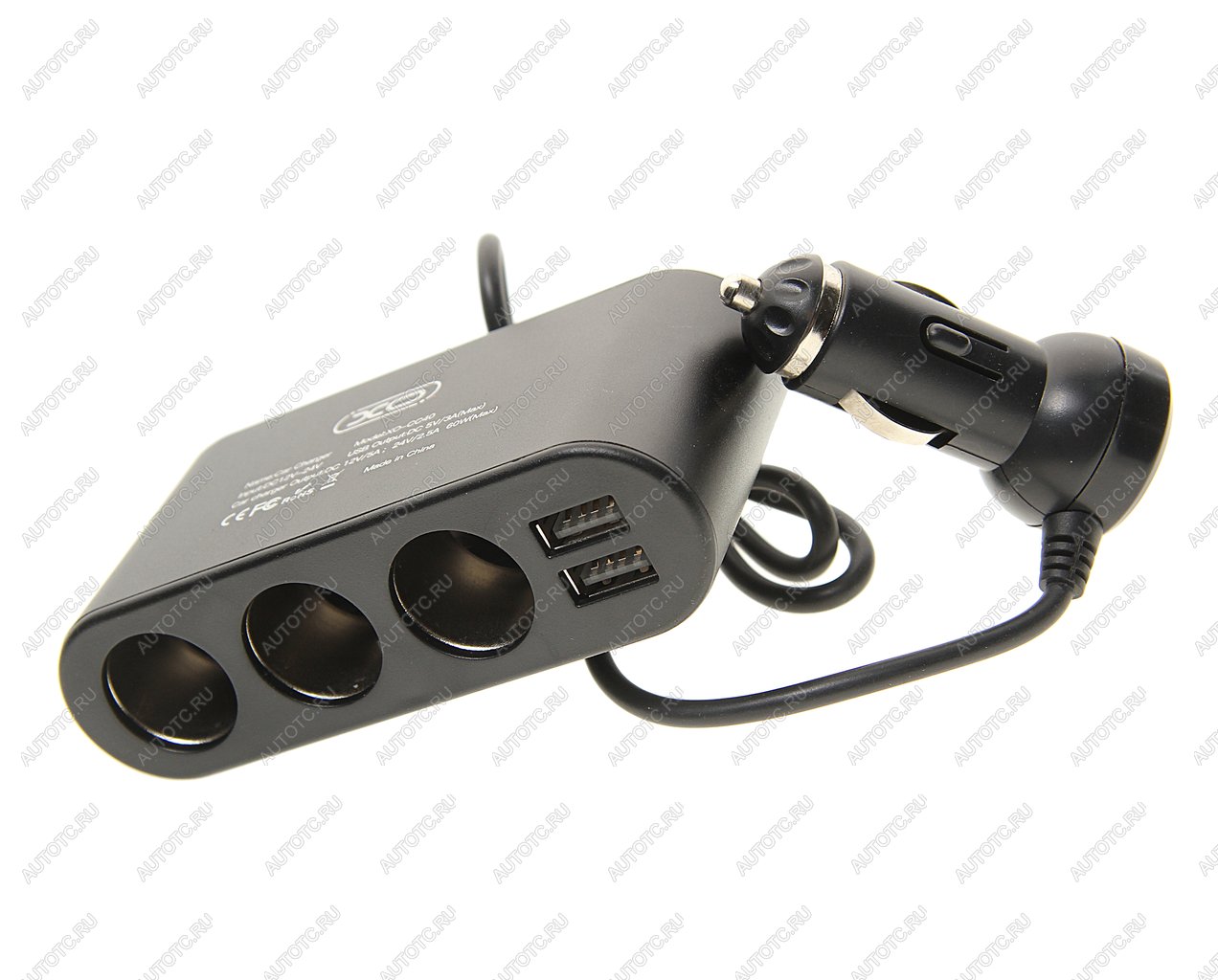 799 р. Разветвитель прикуривателя 3-х гнездовой 12V 2USB черный XO XO cc40 black  с доставкой в г. Керчь