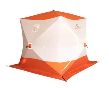 10 669 р. Палатка зимняя куб СЛЕДОПЫТ 2,1 х2,1 м, Oxford 210D PU 1000, оранжевыйбелый  pf-tw-06  с доставкой в г. Керчь. Увеличить фотографию 1