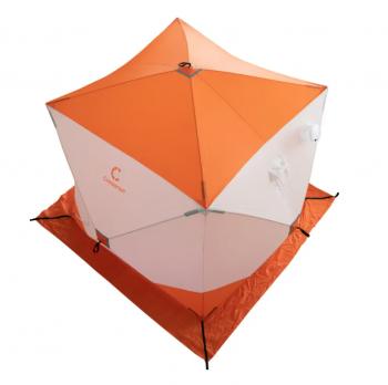 10 669 р. Палатка зимняя куб СЛЕДОПЫТ 2,1 х2,1 м, Oxford 210D PU 1000, оранжевыйбелый  pf-tw-06  с доставкой в г. Керчь. Увеличить фотографию 3
