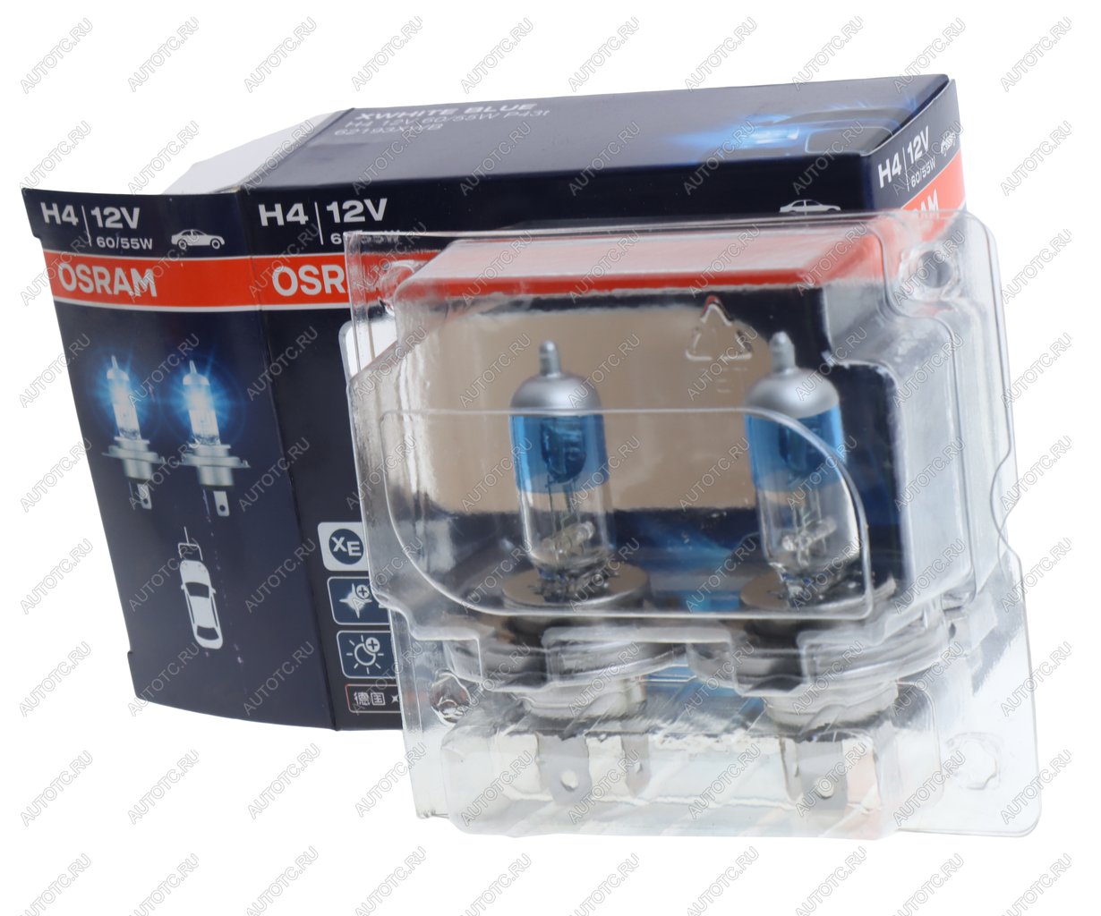 839 р. Лампа 12V H4 6055W P43t-38 +30% 4000К (2шт.) XWhite Blue OSRAM OSRAM 62193xwb-hcb  с доставкой в г. Керчь