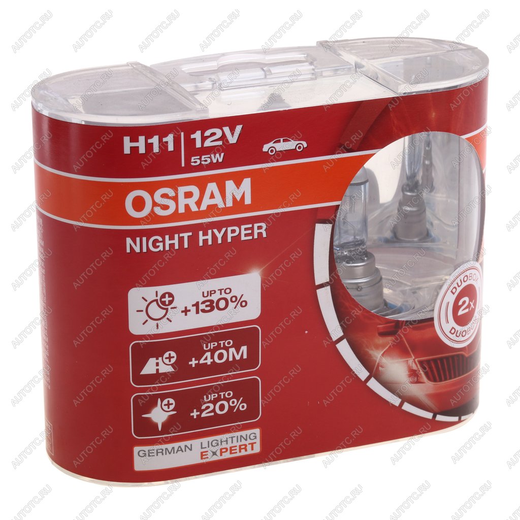 2 499 р. Лампа 12V H11 55W PGJ19-2 +130% евробокс (2шт.) Night Hyper OSRAM OSRAM 64211nh-hcb  с доставкой в г. Керчь
