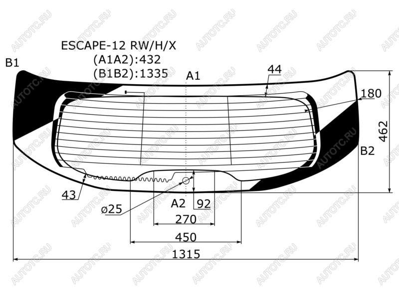 10 549 р. Стекло заднее (Цвет зеленый Обогрев Антенна) Ford Kuga 13-19  Escape 12-19 XYG ESCAPE-12 RW/H/X  с доставкой в г. Керчь