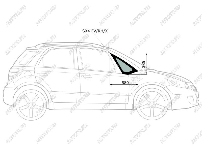 1 179 р. Стекло форточки (Спереди Справа Цвет зеленый) Suzuki SX4 06-16  Fiat Sedici 06-11 XYG SX4 FV/RH/X  с доставкой в г. Керчь