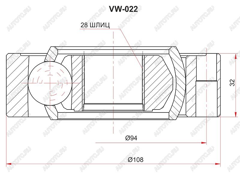 2 099 р. Шрус внутренний VW PASSAT B5 96-05AUDI A4A6 97-05 SAT VW-022  с доставкой в г. Керчь