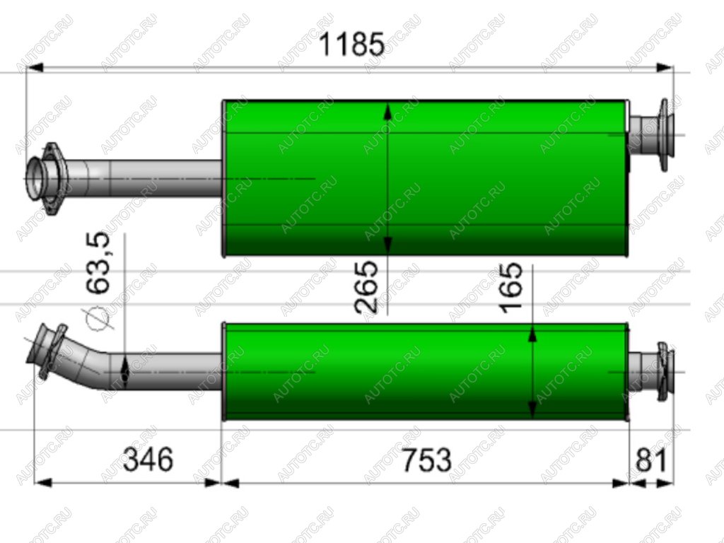 5 699 р. Глушитель ГАЗ-2217,27527 дв.CUMMINS ЕВРО-3 ТЕХКОМ ТЕХКОМ 27527-1201008  с доставкой в г. Керчь