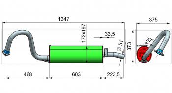 5 649 р. Глушитель ГАЗ-31105 дв.ЗМЗ,Крайслер ЕВРО-3 ТЕХКОМ ТЕХКОМ 31105-1201005  с доставкой в г. Керчь. Увеличить фотографию 2