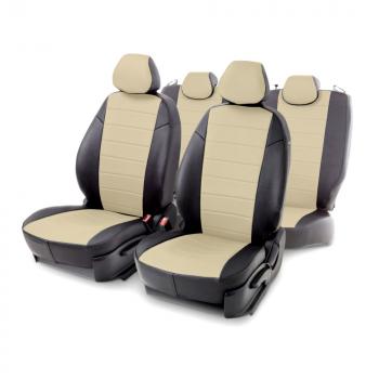 Чехлы из экокожи для Subaru Forester III (подлокотник без подстаканников) 2008-2012 Seintex 98712
