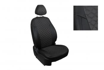 Чехлы на сиденье Алькантара Ромб (с 2014г. экокожа) Seintex Nissan Qashqai  2 (2013-2022) J11 дорестайлинг, J11 рестайлинг (черный)