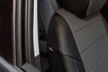 5 999 р. Чехлы на сиденье Экокожа (с 2021г. 40/60 с подлокот. экокожа) Seintex  Hyundai Creta  SU (2020-2022) (черный/серый)  с доставкой в г. Керчь. Увеличить фотографию 4