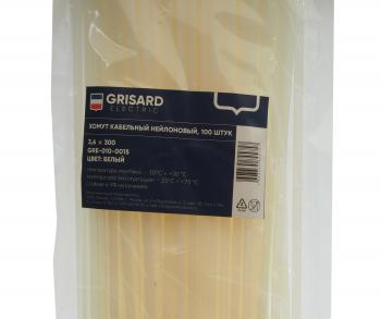 165 р. Хомут-стяжка 300х3.6 пластик белый (100шт.) GRISARD ELECTRIC GRISARD ELECTRIC gre-010-0015  с доставкой в г. Керчь. Увеличить фотографию 2