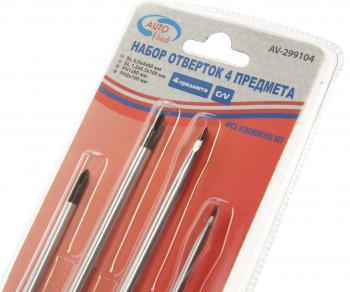 289 р. Набор отверток SL4-6.5х100м,PH1-2х100мм 4 предмета в блистере AV STEEL AV STEEL av-299104  с доставкой в г. Керчь. Увеличить фотографию 3