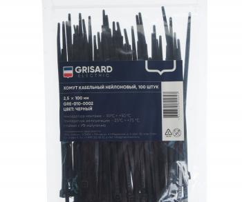41 р. Хомут-стяжка 100х2.5 пластик черный (100шт.) GRISARD ELECTRIC GRISARD ELECTRIC gre-010-0002  с доставкой в г. Керчь. Увеличить фотографию 2