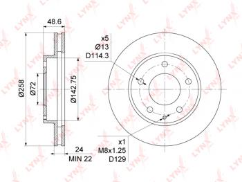 Диск тормозной MAZDA 626 (97-02) передний (1шт.)  LYNX LYNX bn1068