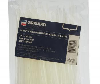 41 р. Хомут-стяжка 100х2.5 пластик белый (100шт.) GRISARD ELECTRIC GRISARD ELECTRIC gre-010-0001  с доставкой в г. Керчь. Увеличить фотографию 2