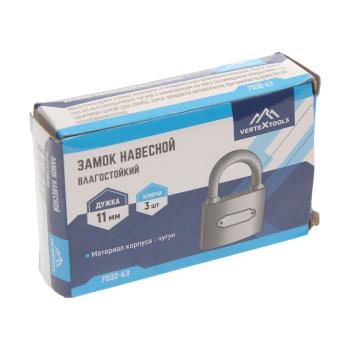 379 р. Замок навесной 63мм всепогодный VERTEXTOOLS VERTEXTOOLS 7032-63  с доставкой в г. Керчь. Увеличить фотографию 2