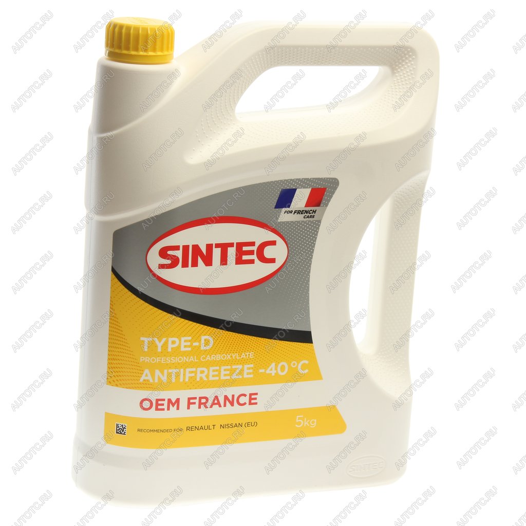 1 399 р. Антифриз желтый -40C 5кг OEM France Type-D SINTEC SINTEC 6145014  с доставкой в г. Керчь