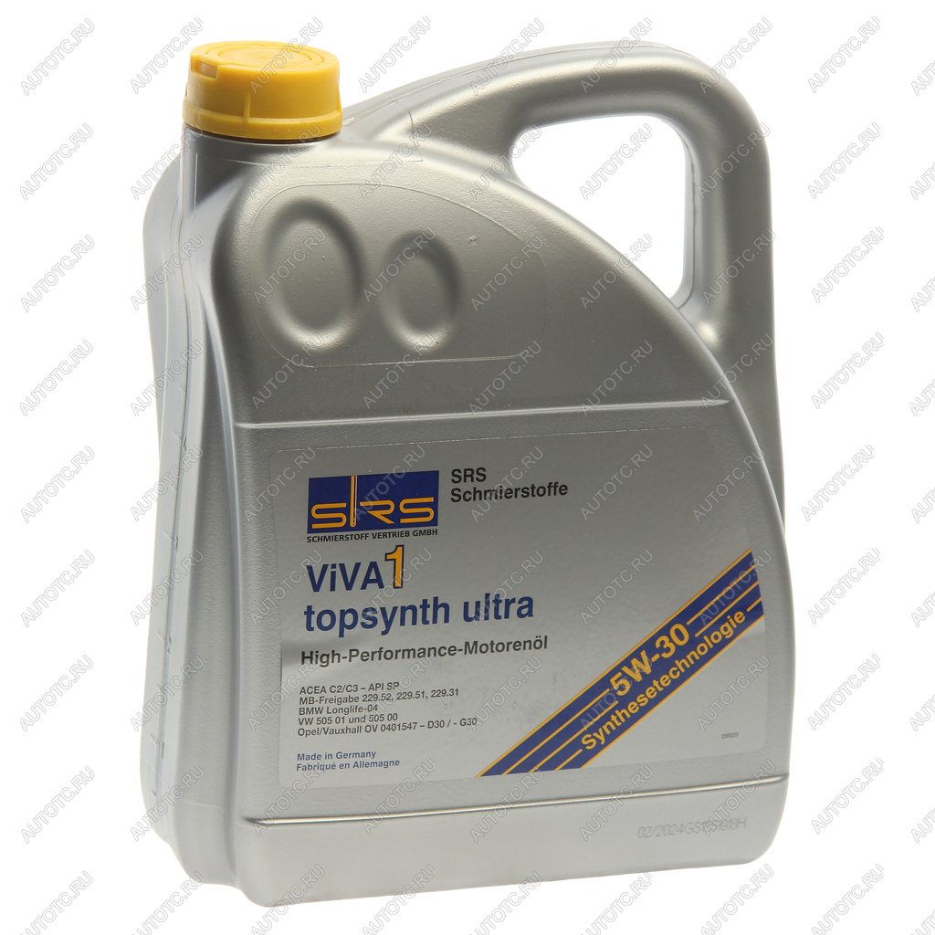 7 299 р. Масло моторное VIVA 1 topsynth Ultra 5W30 синт.5л SRS SRS 39517  с доставкой в г. Керчь