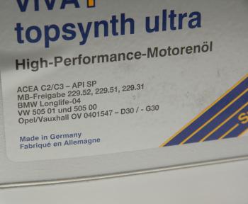 7 299 р. Масло моторное VIVA 1 topsynth Ultra 5W30 синт.5л SRS SRS 39517  с доставкой в г. Керчь. Увеличить фотографию 2