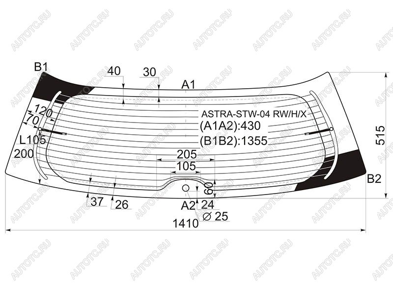 9 749 р. Стекло заднее (Цвет зеленый Обогрев) Opel Astra 04-13  Astra Family 11-14 XYG ASTRA-STW-04 RW/H/X  с доставкой в г. Керчь