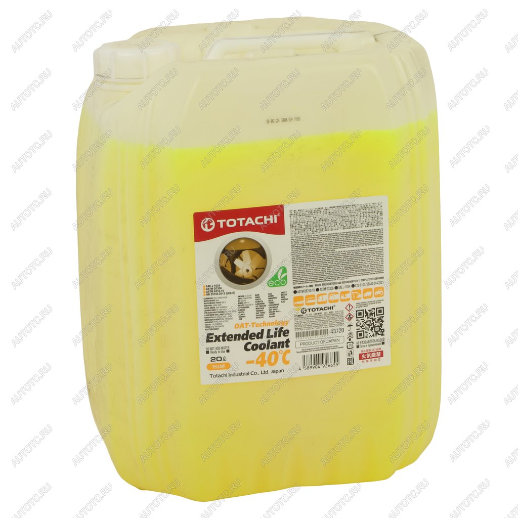 4 499 р. Антифриз желтый -40C 20л D6210 ELC YELLOW TOTACHI TOTACHI 43720  с доставкой в г. Керчь