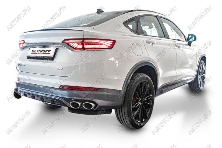 4 999 р. Защита заднего бампера уголки d57 Slitkoff  Geely Tugella  FY11,HPBA4 (2022-2025) рестайлинг ( Сталь с полимерным покрытием в цвет черный)  с доставкой в г. Керчь